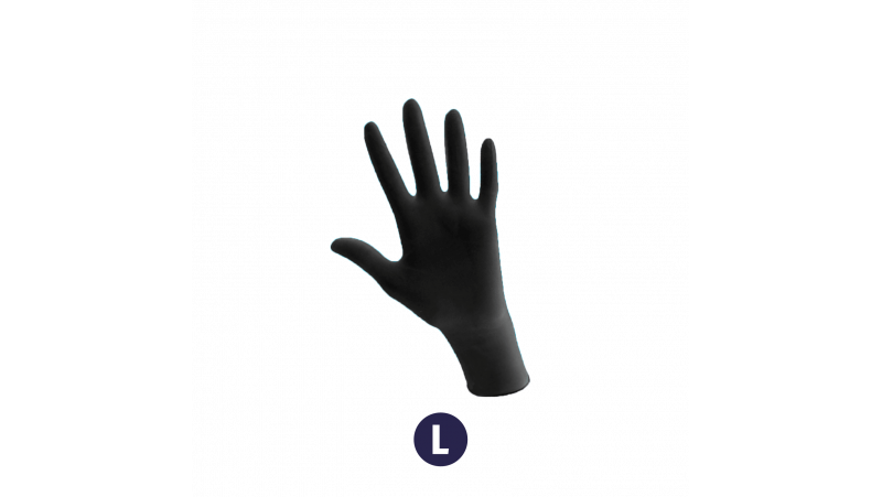 Gants jetables noirs 100% nitrile - Taille L - Boîte de 100