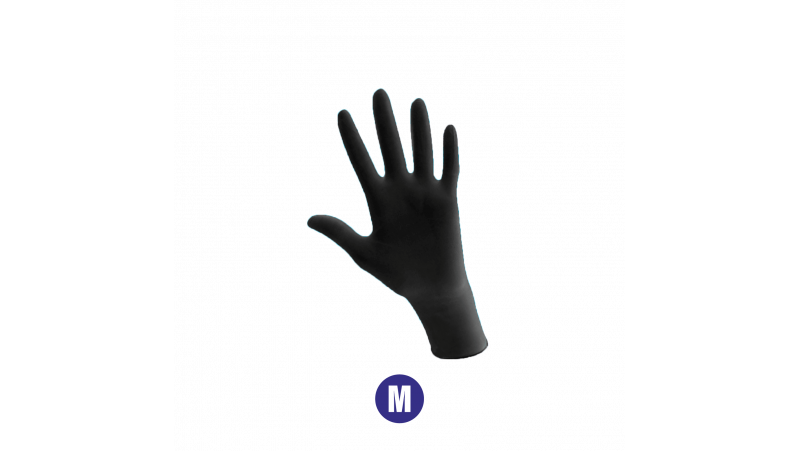 Gants noirs 100% nitrile - Taille M - Boîte de 100