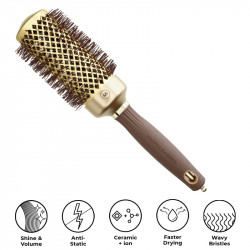 Brosse Expert Blowout Shine Wavy Bristles- Marron&Or- diamètre45 mm