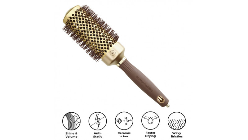 Brosse Expert Blowout Shine Wavy Bristles- Marron&Or- diamètre45 mm