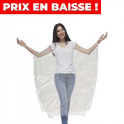 Capes plastiques blanches 17 microns 110cm x 130cm - Lot de 30